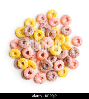 Colorful cereal rings isolated on white background. Stock Photo