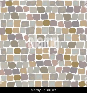 Paving Stones Road Texture seamless pattern. wall of stone, cobbled street Stock Vector