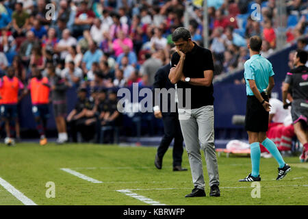 Valencia, Spain. 30th Sep, 2017. Head coach of Levante Ud Juan Ramon Lopez Muniz during spanish La Liga match between Levante UD vs Deportivo Alaves at Ciutat de Valencia Stadium on September 30, 2017. Credit: Gtres Información más Comuniación on line, S.L./Alamy Live News Stock Photo