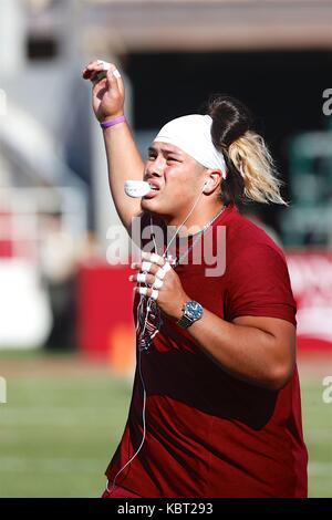 Roy Jr Razorbacks Sep 30, 2017: Aggies defensive tackle Roy Lopez #51 comes back to the ...