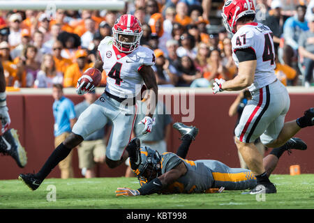 September 30, 2017: Mecole Hardman #4 of the Georgia Bulldogs runs