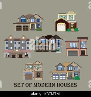 Set of Modern houses. vector Illustration Stock Vector