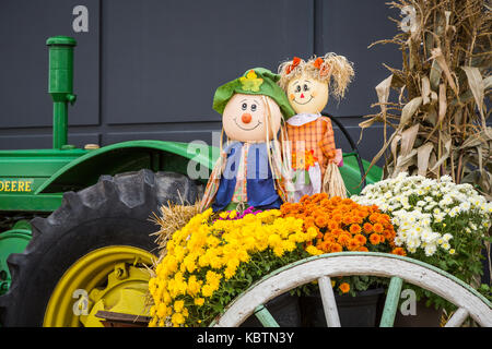 Fall harvest display at the local Canadian Tire Store in Winkler, Manitoba, Canada. Stock Photo