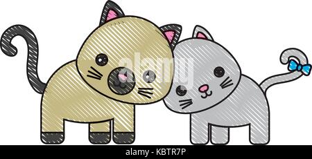 cute couple of cats icon over white background vector illustration Stock  Vector Image & Art - Alamy