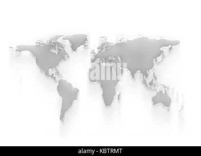 Glass world map isolated on white Stock Photo