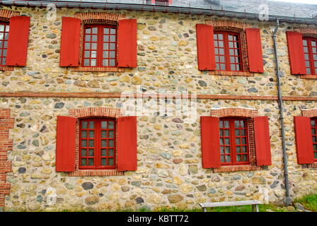 King's Bastion Barracks at the Living history museum of the French Fortress of Louisbourg on Cape Breton Island, Nova Scotia, Canada Stock Photo