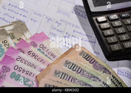 Account lager with Indian money Stock Photo