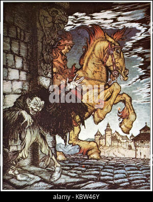 This illustration by Arthur Rackham depicts a scene from the fairy tale ...