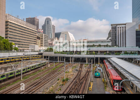 New South Gate and Southern Terrace of Shinjuku Station at Koshu Kaido Avenue, Tokyo, Japan Stock Photo