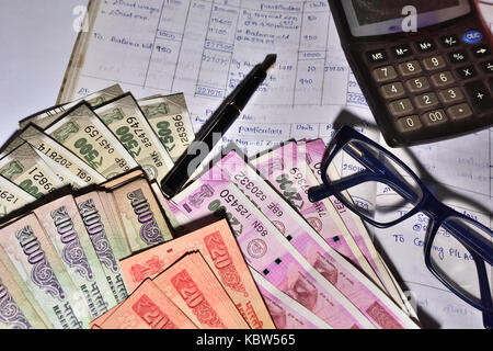 Account lager with Indian money Stock Photo