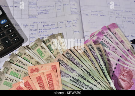 Account lager with Indian money Stock Photo