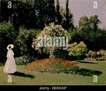 Tableau Toile Claude Monet - Jardin à Sainte-Adresse (1867) - Impression Haute Qualité 60x40 Cm - Fabriqué à La Main En Allemagne