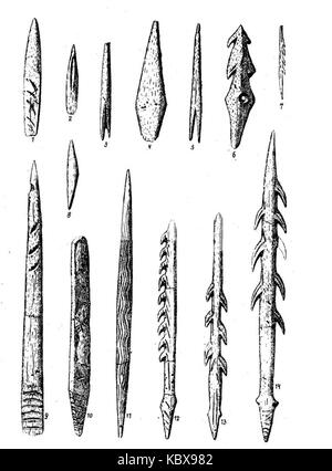 Prehistoric weaponheads Stock Photo