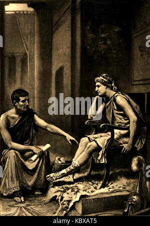 Aristotle tutoring Alexander by J L G Ferris 1895 Stock Photo