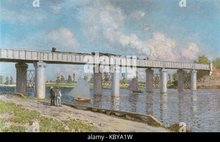 Monet Le Pont du chemin de fer a Argenteuil 1873 Stock Photo