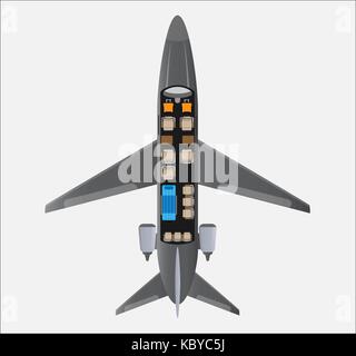 Top View  Seat Map of Small Air Ambulance Jet Airplane Stock Vector