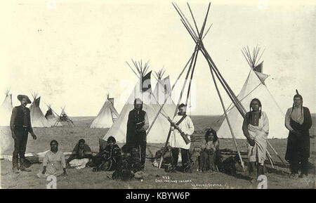 Cree Indians in camp, probably Montana, ca 1893 (LAROCHE 56) Stock Photo