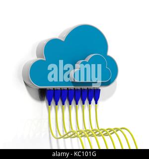 Cloud icons with Ethernet cables, isolated on white background. Stock Photo