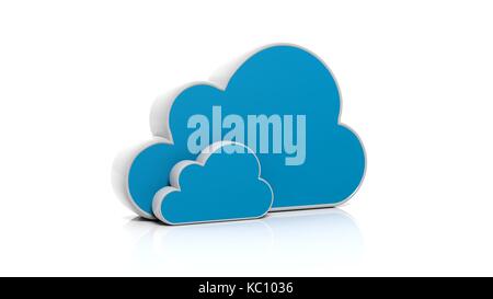 Blue 3D cloud icon isolated on white background Stock Photo