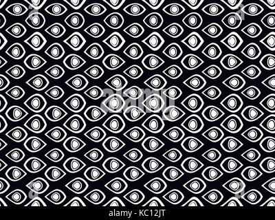 Seamless pattern with eyes. Black and white ornament. Vector illustration Stock Vector
