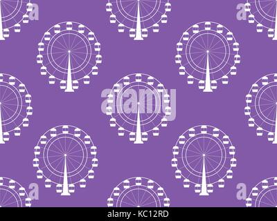 Seamless pattern with a ferris wheel. Vector illustration Stock Vector