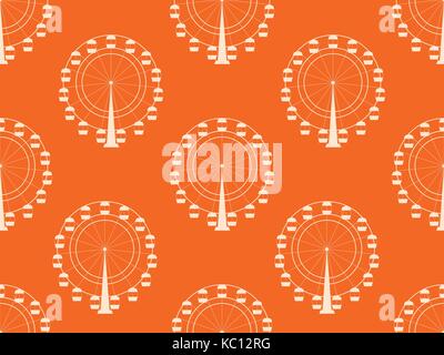 Seamless pattern with a ferris wheel. Vector illustration Stock Vector