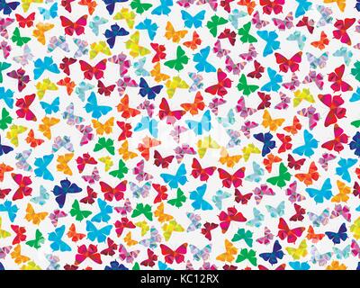 Seamless pattern with beautiful butterflies, polygons. Vector illustration Stock Vector