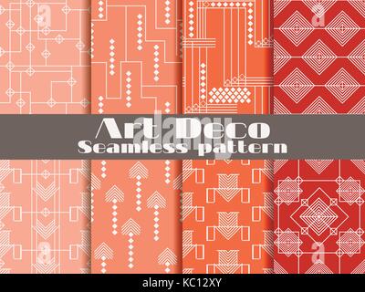 Art deco seamless pattern. Set retro backgrounds. Style 1920's, 1930's. Vector illustration Stock Vector