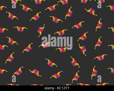Seamless pattern with a jester hat. Fool's cap. Vector illustration Stock Vector