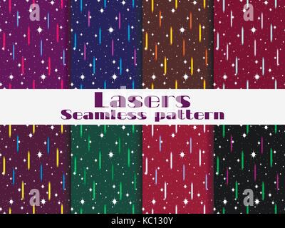 Seamless patterns with laser beams. Background in the retro style of the 80s. Vector illustration Stock Vector