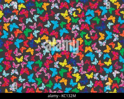Seamless pattern with beautiful butterflies, polygons. Vector illustration Stock Vector