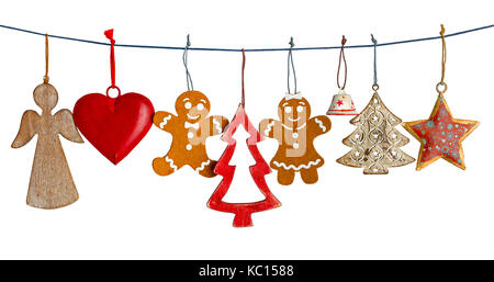 Various Christmas decorations isolated Stock Photo