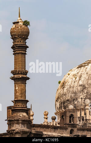Gol Gumbaz is the mausoleum of Mohammed Adil Shah, Sultan of Bijapur. The tomb, built in 1656, is located in Bijapur, Karnataka in India. Stock Photo