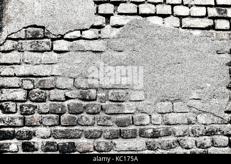 beautifully degraded black and white brick wall, photoarkive Stock Photo