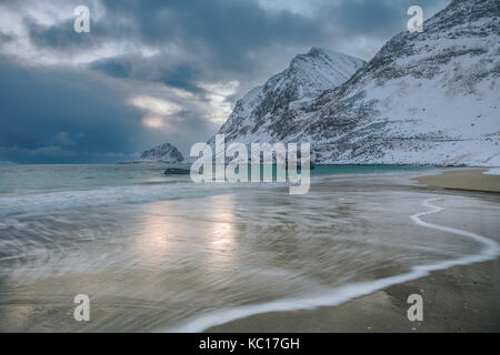 Haukland beach, Lofoten Island, Norway Stock Photo