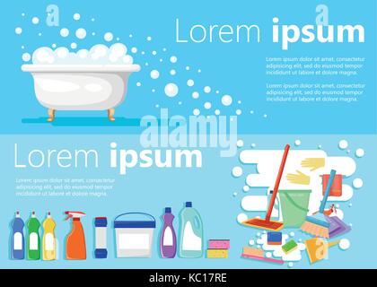 Cleaning vector flat cartoon illustration Concept background for cleaning service Web site page and mobile app design element Stock Vector