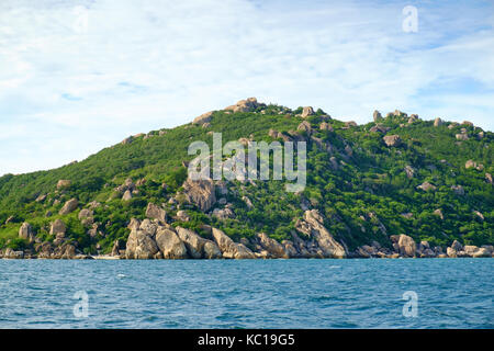 Beautiful islands at Cam Ranh Bay, Khanh Hoa, Viet Nam. Cam Ranh Bay is a deep-water bay in Vietnam in the province of Khanh Hoa province Stock Photo