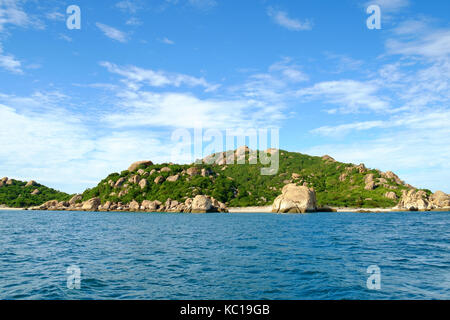 Beautiful islands at Cam Ranh Bay, Khanh Hoa, Viet Nam. Cam Ranh Bay is a deep-water bay in Vietnam in the province of Khanh Hoa province Stock Photo