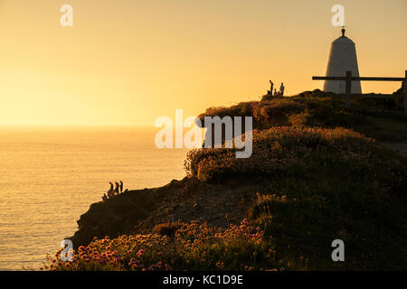 sunset at portreath in cornwall, england, uk. Stock Photo