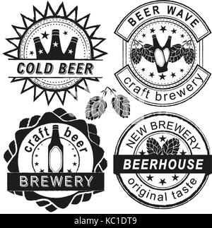 Vintage brewery logo, emblems and badges vector set. Stock Vector