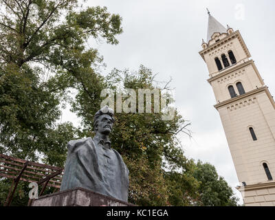 SIGHISOARA, ROMANIA - SEPTEMBER 22, 2017: Statue of Sandor Petofi, Hungarian Poet considered in Hungary as a hero, located in the citadel of Sighisoar Stock Photo