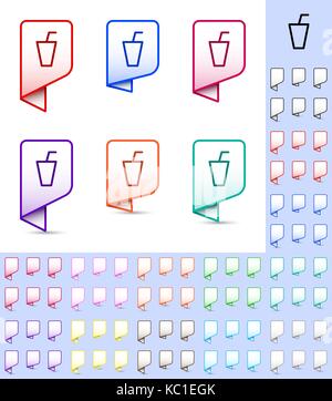 Map marker or pointer, rounded marker mock up with color frame and white background. Ready marker template for your various icons. Stock Vector