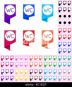 Map marker or pointer, angular marker mock up with round white background in different colors. Ready marker template for your various icons. Stock Vector