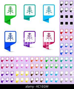 Map marker or pointer, rounded marker mock up with square white background in different colors. Ready marker template for your various icons. Stock Vector