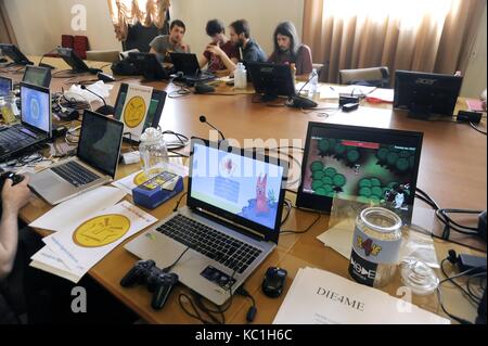 Milan (Italy), open-day at the State University for the presentation of new postgraduate courses in computer science with address of videogames planning Stock Photo
