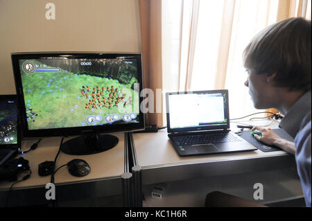 Milan (Italy), open-day at the State University for the presentation of new postgraduate courses in computer science with address of videogames planning Stock Photo