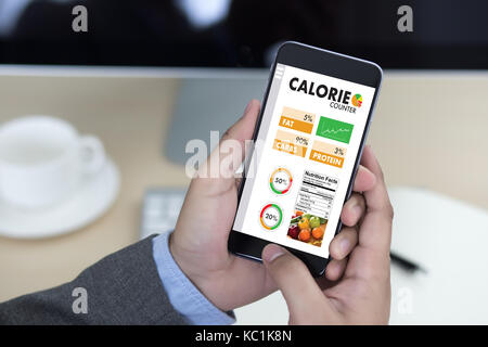 CALORIE  counting counter application Medical eating healthy Diet concept Stock Photo