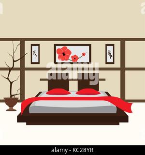 Interior bedroom, vector illustration Stock Vector