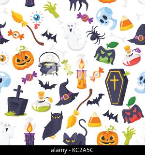 cartoon style Halloween pattern Stock Vector