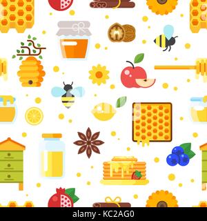 honey and beekeeping pattern Stock Vector